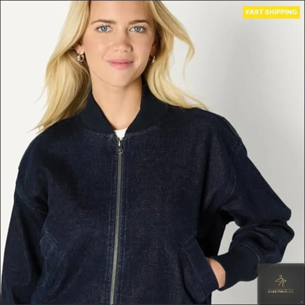 Relaxed Fit Denim Bomber Jacket, Padded Water Repellent, US Cotton